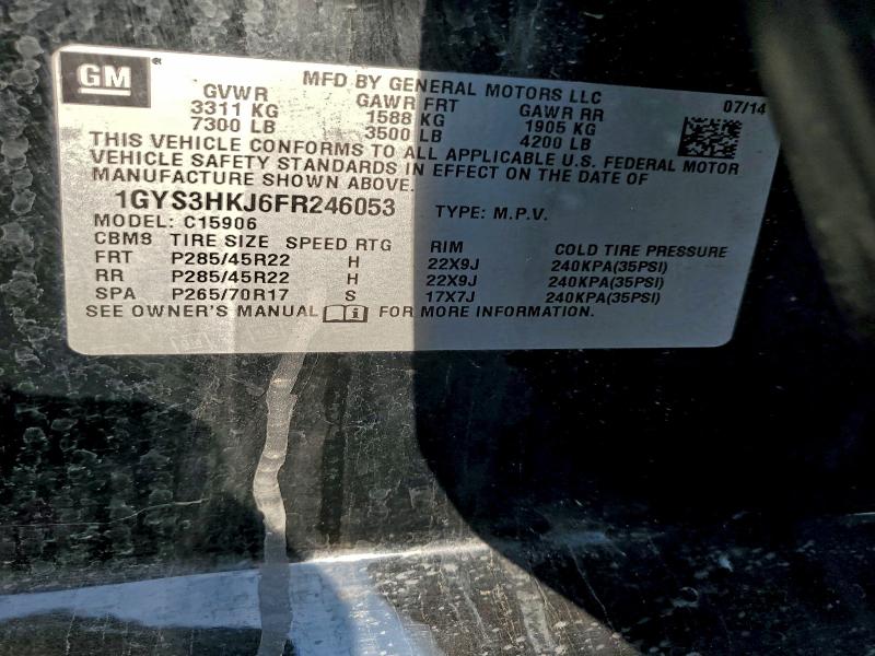 1GYS3HKJ6FR246053 - 2015 CADILLAC ESCALADE ESV LUXURY Czarny zdjęcie 13