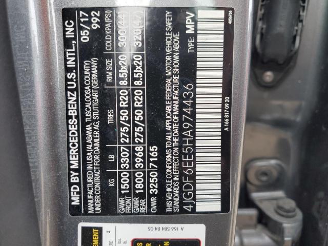4JGDF6EE5HA974436 - 2017 MERCEDES-BENZ GLS 450 4MATIC SILVER photo 13