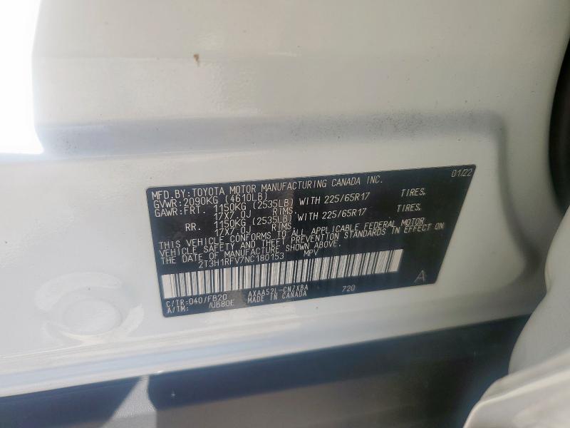 2T3H1RFV7NC180153 - 2022 TOYOTA RAV4 LE WHITE photo 13