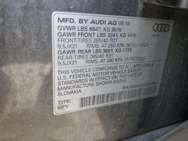 WA1VAAF73KD003901 - 2019 AUDI Q7 PRESTIGE GRAY photo 13