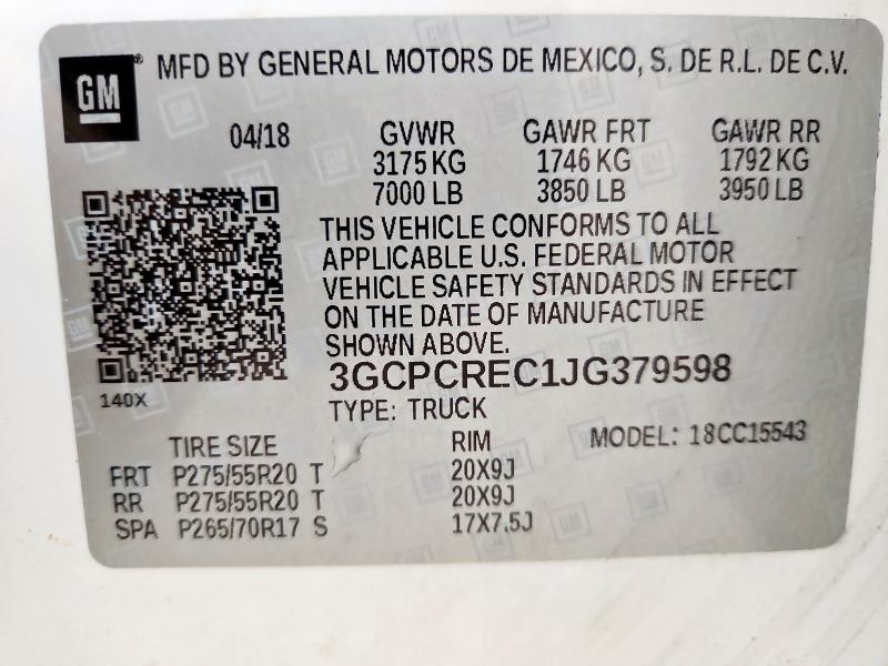 3GCPCREC1JG379598 - 2018 CHEVROLET SILVERADO C1500 LT Սպիտակ լուսանկար 13