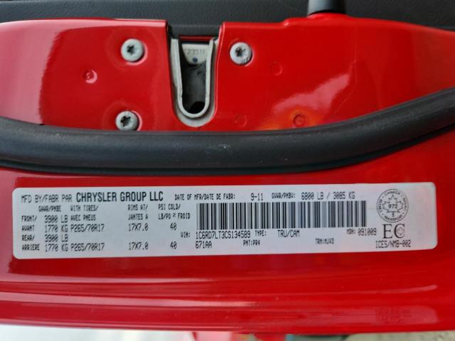 1C6RD7LT3CS134589 - 2012 DODGE RAM 1500 SLT Rot Foto 12