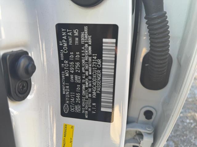 KMHGC4DDXCU173141 - 2012 HYUNDAI GENESIS 3.8L WHITE photo 10