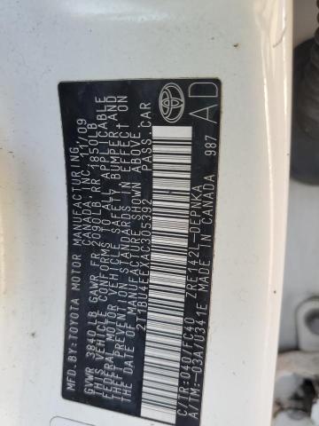 2T1BU4EEXAC305392 - 2010 TOYOTA COROLLA BASE თეთრი ფოტო 12