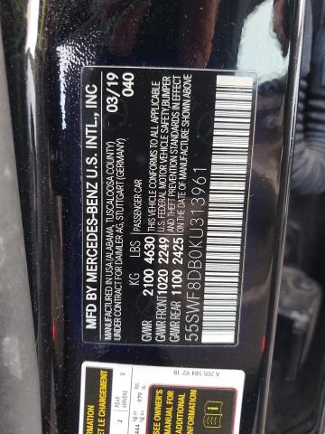 55SWF8DB0KU313961 - 2019 MERCEDES-BENZ C 300 BLACK photo 12