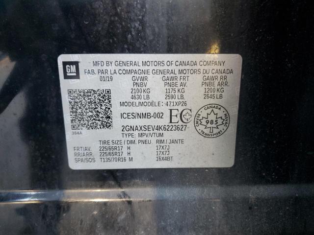 2GNAXSEV4K6223627 - 2019 CHEVROLET EQUINOX LS BLACK photo 13