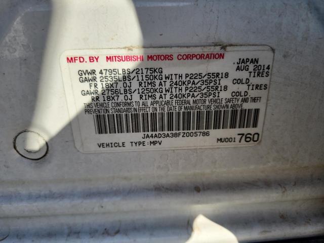 JA4AD3A38FZ005786 - 2015 MITSUBISHI OUTLANDER SE WHITE photo 12