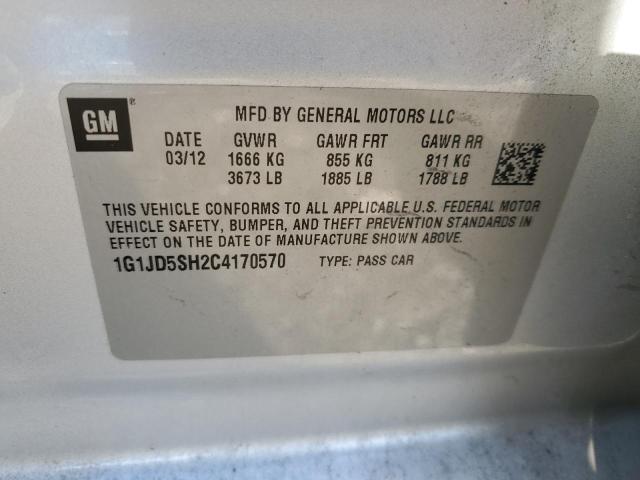 1G1JD5SH2C4170570 - 2012 CHEVROLET SONIC LT SILVER photo 12