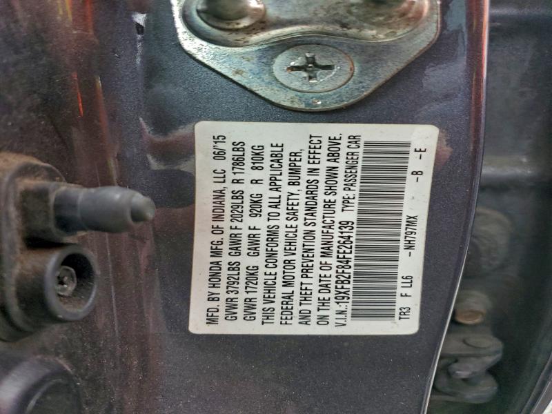 19XFB2F84FE264139 - 2015 HONDA CIVIC EX GRAY photo 13