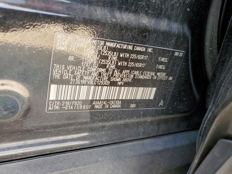 2T3G1RFV9LC129309 - 2020 TOYOTA RAV4 LE BLACK photo 13