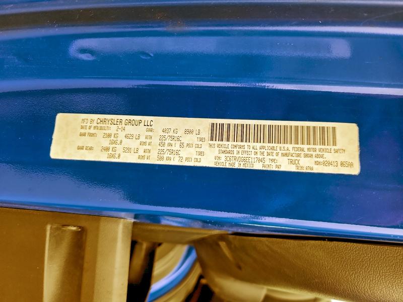 3C6TRVDG6EE117045 - 2014 RAM PROMASTER 2500 HIGH Bleu photo 13