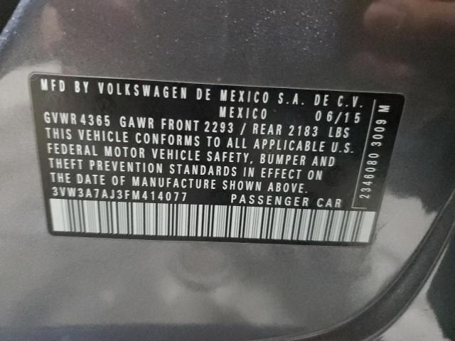 3VW3A7AJ3FM414077 - 2015 VOLKSWAGEN JETTA TDI GRAY photo 12