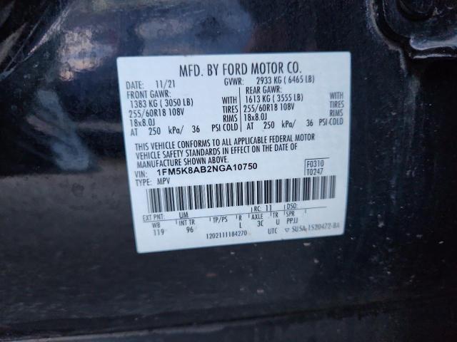 1FM5K8AB2NGA10750 - 2022 FORD EXPLORER POLICE INTERCEPTOR Bicolor foto 12