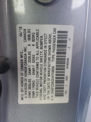 2HGFC3A52JH754836 - 2018 HONDA CIVIC SI ვერცხლისფერი ფოტო 12