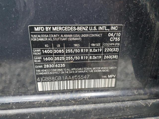 4JGBB8GB1AA605547 - 2010 MERCEDES-BENZ ML 350 4MATIC BLUE photo 13