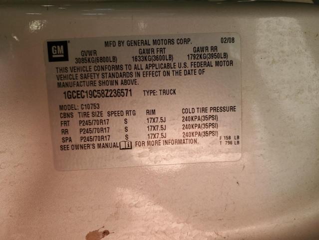 1GCEC19C58Z236571 - 2008 CHEVROLET SILVERADO C1500 GRAY photo 12