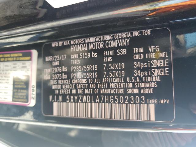 5XYZWDLA7HG502303 - 2017 HYUNDAI SANTA FE S Սև լուսանկար 13