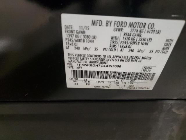 1FM5K8DH7GGB57066 - 2016 FORD EXPLORER XLT BLACK photo 13