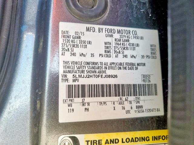 5LMJJ2HT0FEJ08926 - 2015 LINCOLN NAVIGATOR GRAY photo 13