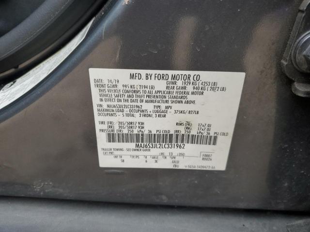 MAJ6S3JL2LC331962 - 2020 FORD ECOSPORT SES Gris foto 13