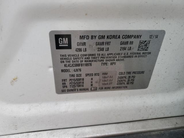 KL4CJCSB8FB118976 - 2015 BUICK ENCORE WHITE photo 13