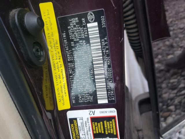 4T1BK3DB1BU410488 - 2011 TOYOTA AVALON BASE Бордовый фото 13