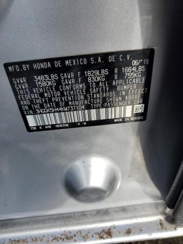 3HGGK5H44KM737104 - 2019 HONDA FIT LX Gümüş fotoğraf 12