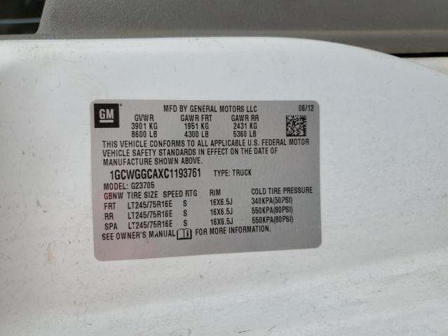 1GCWGGCAXC1193761 - 2012 CHEVROLET EXPRESS WHITE photo 13