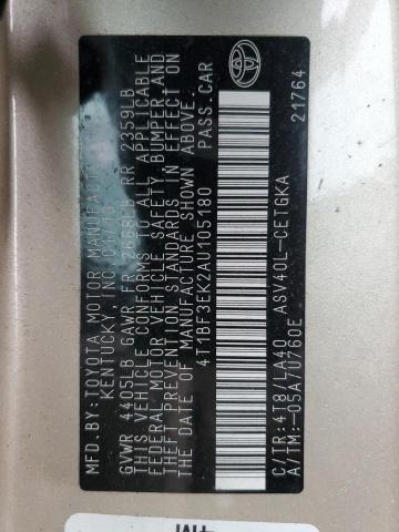 4T1BF3EK2AU105180 - 2010 TOYOTA CAMRY BASE GOLD photo 12