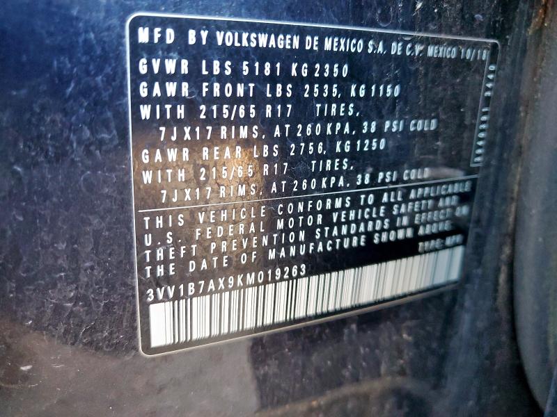 3VV1B7AX9KM019263 - 2019 VOLKSWAGEN TIGUAN S Qara foto 13