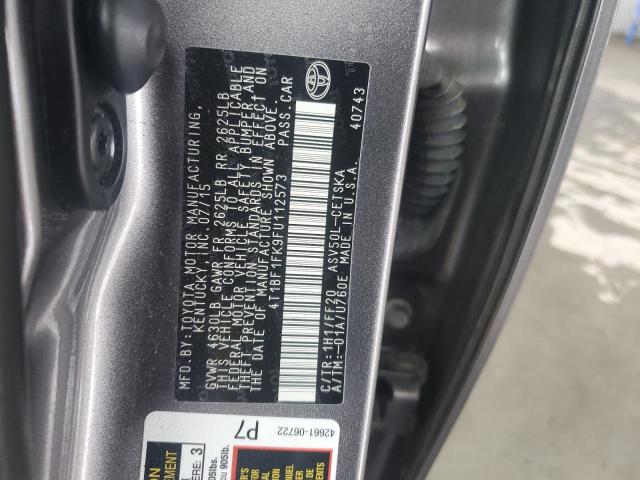 4T1BF1FK9FU112573 - 2015 TOYOTA CAMRY LE GRAY photo 13