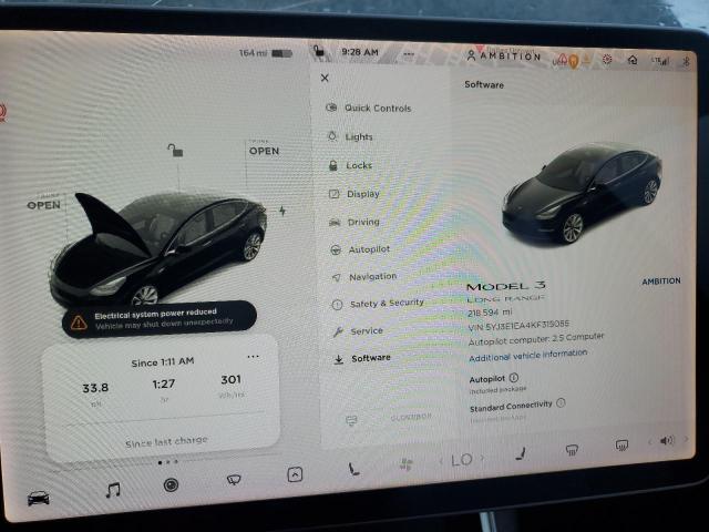 5YJ3E1EA4KF315085 - 2019 TESLA MODEL 3 黑色 照片 9