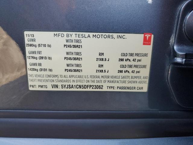 5YJSA1CN5DFP23062 - 2013 TESLA MODEL S Сірий фото 12