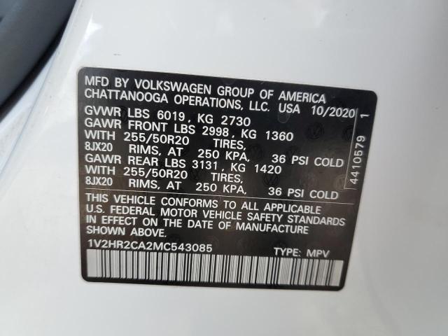 1V2HR2CA2MC543085 - 2021 VOLKSWAGEN ATLAS SE Blanco foto 13
