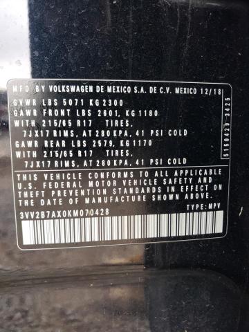 3VV2B7AX0KM070428 - 2019 VOLKSWAGEN TIGUAN SE Noir photo 13