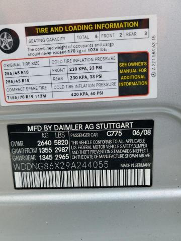 WDDNG86X29A244055 - 2009 MERCEDES-BENZ S 550 4MATIC SILVER photo 12