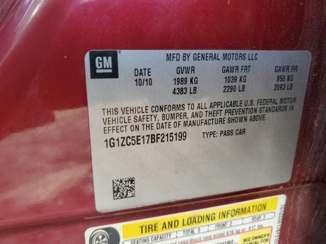 1G1ZC5E17BF215199 - 2011 CHEVROLET MALIBU 1LT RED photo 12