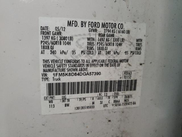 1FM5K8D84DGA57390 - 2013 FORD EXPLORER XLT 白色 照片 13