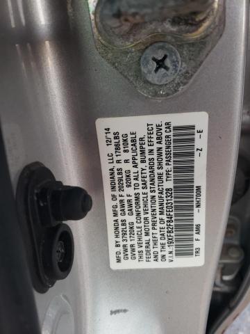 19XFB2F84FE031328 - 2015 HONDA CIVIC EX SILVER photo 12
