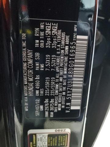 5XYZU3LA8DG016965 - 2013 HYUNDAI SANTA FE S BLACK photo 13