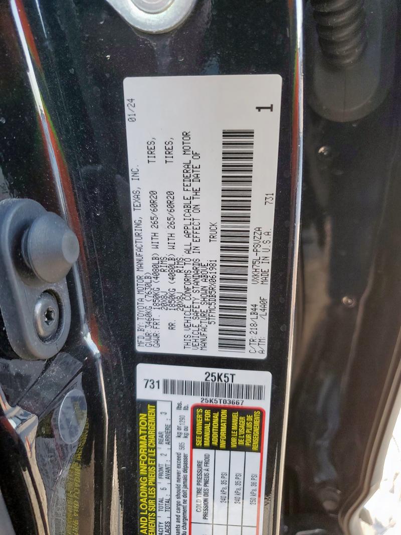 5TFMC5DB5RX061981 - 2024 TOYOTA TUNDRA CREWMAX PLATINUM BLACK photo 12