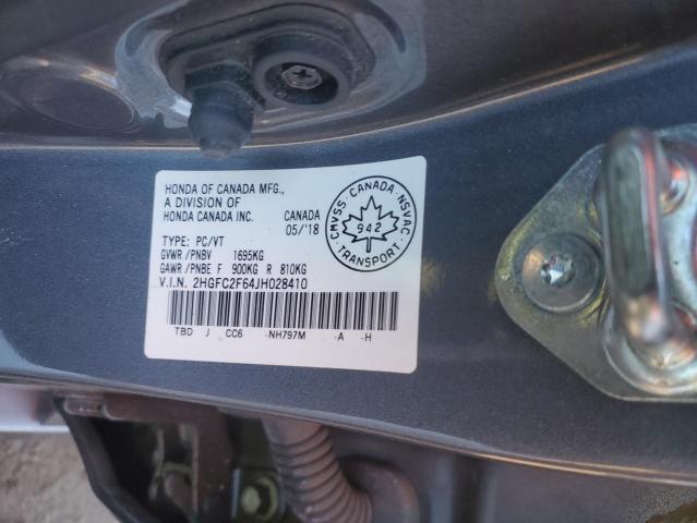 2HGFC2F64JH028410 - 2018 HONDA CIVIC LX გრაფიტი ფოტო 12