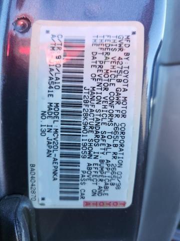 JT2BF28K9W0119059 - 1998 TOYOTA CAMRY LE ნაცრისფერი ფოტო 12