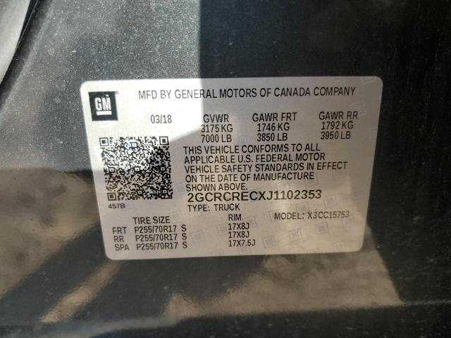 2GCRCRECXJ1102353 - 2018 CHEVROLET SILVERADO C1500 LT CHARCOAL photo 12