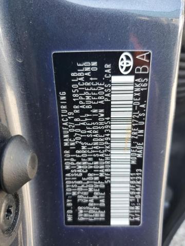 5YFBURHE2KP943954 - 2019 TOYOTA COROLLA L GRAY photo 13