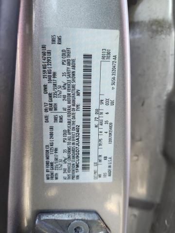 1FMCU9GD7JUA32402 - 2018 FORD ESCAPE SE Сріблястий фото 12