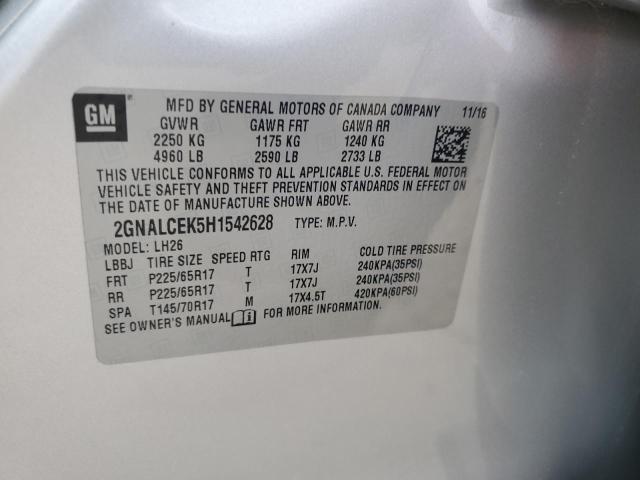 2GNALCEK5H1542628 - 2017 CHEVROLET EQUINOX LT 银色 照片 13