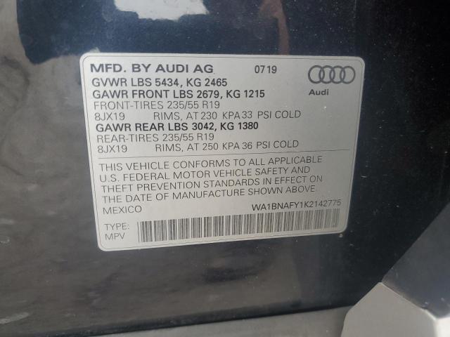 WA1BNAFY1K2142775 - 2019 AUDI Q5 PREMIUM PLUS BLUE photo 13