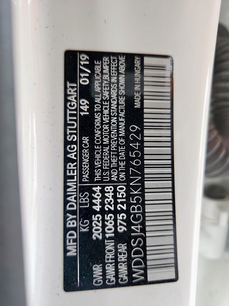 WDDSJ4GB5KN765429 - 2019 MERCEDES-BENZ CLA 250 4MATIC WHITE photo 13