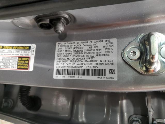 2HKRW2H89JH662207 - 2018 HONDA CR-V EXL ნაცრისფერი ფოტო 14